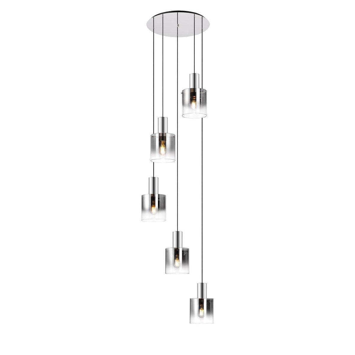 Regent Maisy 5 Light Round Pendant Light 650mm Diameter - Smoke Fade
