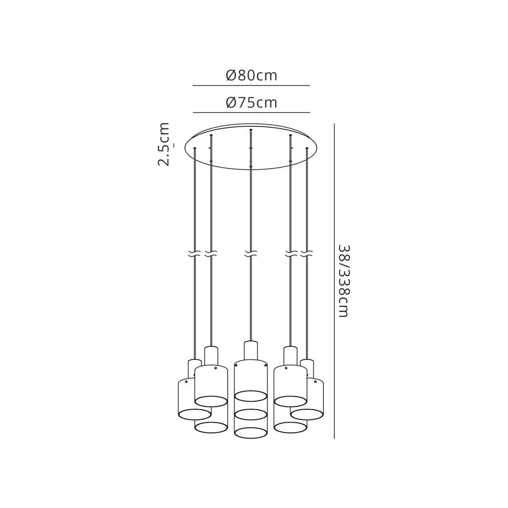 Regent Maisy 9 Light Round Pendant 800mm - dimensions