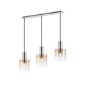 Regent Maisy 3 Light 1000mm Linear Pendant Light - Polished Nickel / Black / Amber Fade