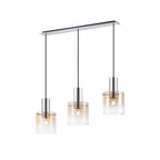 Regent Maisy 3 Light 1000mm Linear Pendant Light - Polished Nickel / Black / Amber Fade