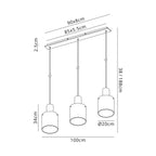 Regent Maisy 3 Light 1000mm Linear Pendant Light - dimensions