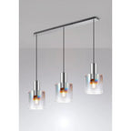 Regent Maisy 3 Light 1000mm Linear Pendant Light - Polished Nickel / Black / Iridescent Fade