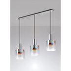 Regent Maisy 3 Light 1000mm Linear Pendant Light - Polished Nickel / Black / Iridescent Fade