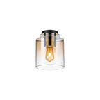 Regent Maisy 200mm Round Flush Ceiling Light - Polished Nickel / Black / Amber Fade