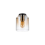 Regent Maisy 200mm Round Flush Ceiling Light - Polished Nickel / Black / Amber Fade