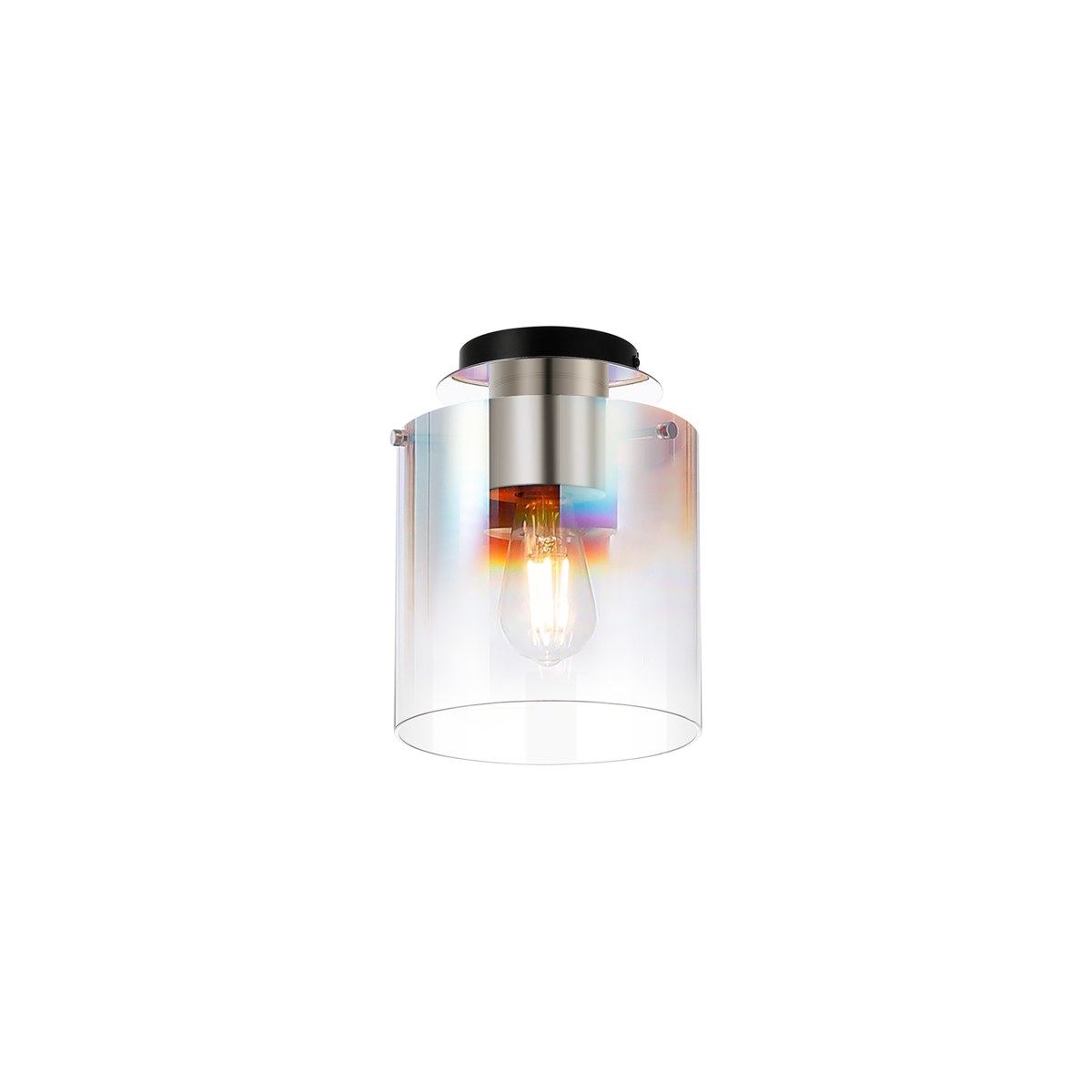 Regent Maisy 200mm Round Flush Ceiling Light - Polished Nickel / Black / Iridescent Fade