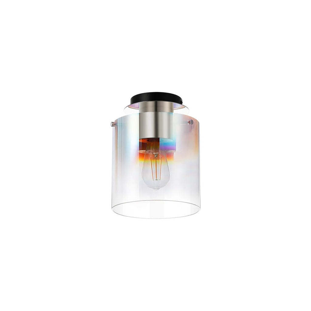 Regent Maisy 200mm Round Flush Ceiling Light - Polished Nickel / Black / Iridescent Fade