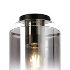 Regent Maisy 200mm Round Flush Ceiling Light - Polished Nickel / Black / Smoke Fade