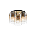 Regent Maisy 3 Light 370mm Round Flush Ceiling Light - Polished Nickel / Black / Amber Fade