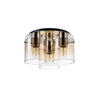 Regent Maisy 3 Light 370mm Round Flush Ceiling Light - Polished Nickel / Black / Amber Fade