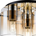 Regent Maisy 3 Light 370mm Round Flush Ceiling Light - Polished Nickel / Black / Amber Fade