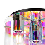 Regent Maisy 3 Light 370mm Round Flush Ceiling Light - Polished Nickel / Black / Iridescent Fade