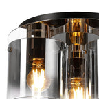 Regent Maisy 3 Light 370mm Round Flush Ceiling Light - Polished Nickel / Black / Smoke Fade