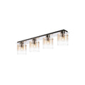 Regent Maisy 4 Light 900mm Linear Flush Ceiling Light - Polished Nickel / Black / Amber Fade