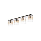 Regent Maisy 4 Light 900mm Linear Flush Ceiling Light - Polished Nickel / Black / Amber Fade
