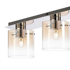 Regent Maisy 4 Light 900mm Linear Flush Ceiling Light - Polished Nickel / Black / Amber Fade