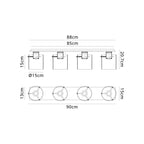 Regent Maisy 4 Light 900mm Linear Flush Ceiling Light - dimensions