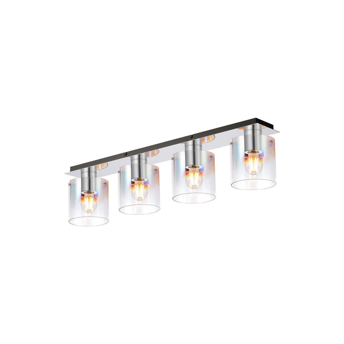 Regent Maisy 4 Light 900mm Linear Flush Ceiling Light - Polished Nickel / Black / Iridescent Fade
