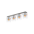 Regent Maisy 4 Light 900mm Linear Flush Ceiling Light - Polished Nickel / Black / Iridescent Fade