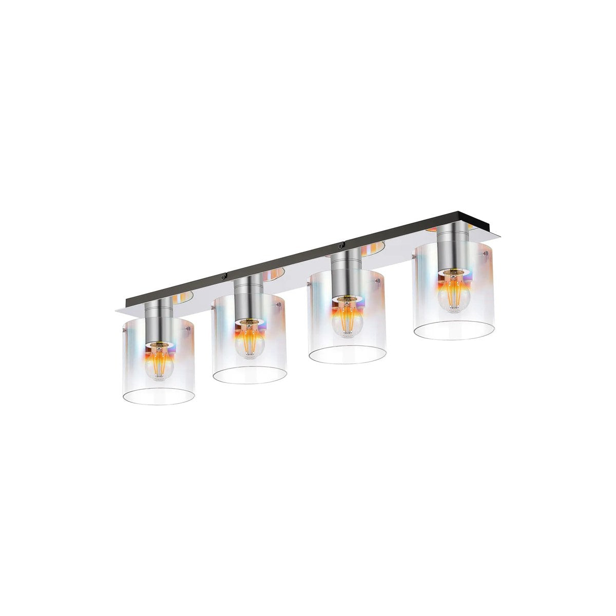Regent Maisy 4 Light 900mm Linear Flush Ceiling Light - Polished Nickel / Black / Iridescent Fade