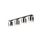 Regent Maisy 4 Light 900mm Linear Flush Ceiling Light - Polished Nickel / Black / Smoke Fade