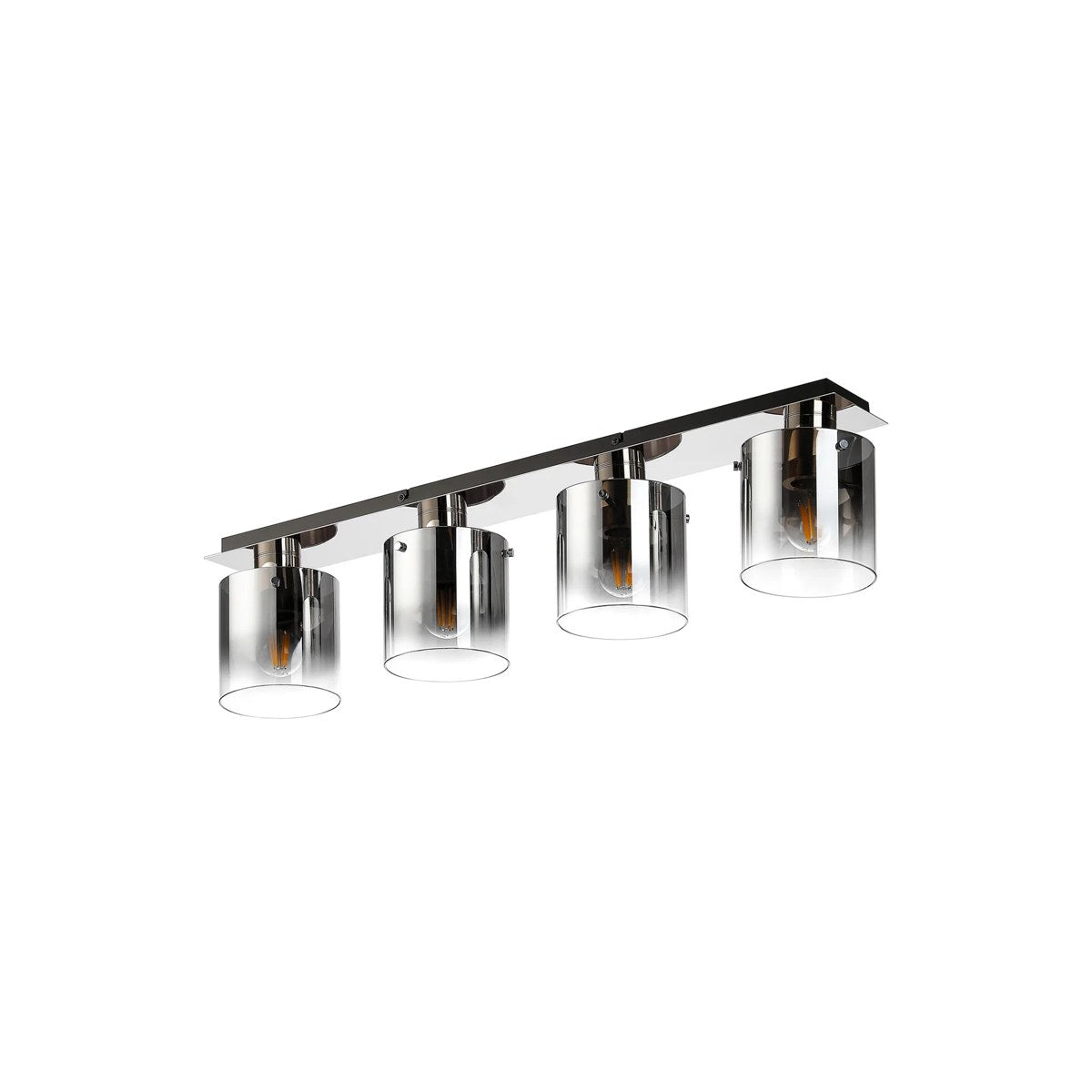 Regent Maisy 4 Light 900mm Linear Flush Ceiling Light - Polished Nickel / Black / Smoke Fade
