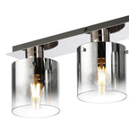 Regent Maisy 4 Light 900mm Linear Flush Ceiling Light - Polished Nickel / Black / Smoke Fade