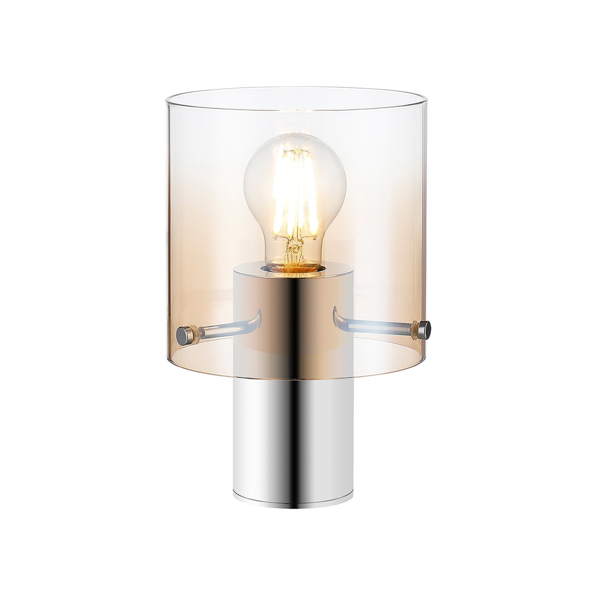 Regent Maisy 260mm Table Lamp - Polished Nickel / Black / Amber Fade