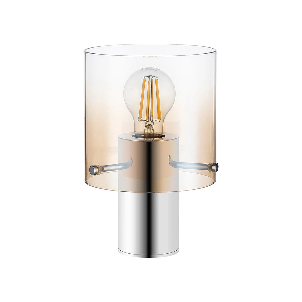 Regent Maisy 260mm Table Lamp - Polished Nickel / Black / Amber Fade