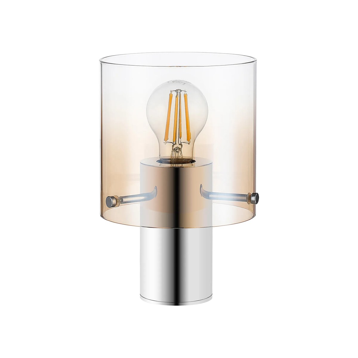 Regent Maisy 260mm Table Lamp - Polished Nickel / Black / Amber Fade