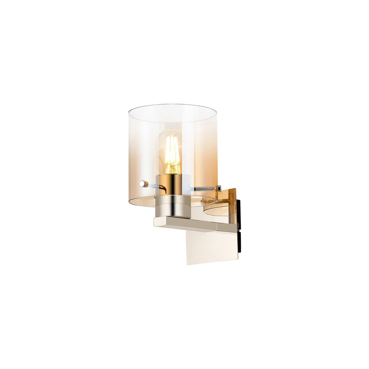 Regent Maisy 245mm Switched Wall Light - Polished Nickel / Black / Amber Fade