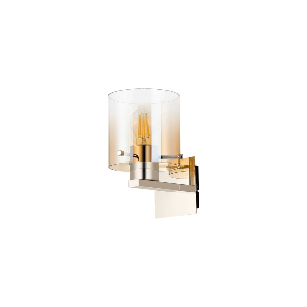 Regent Maisy 245mm Switched Wall Light - Polished Nickel / Black / Amber Fade