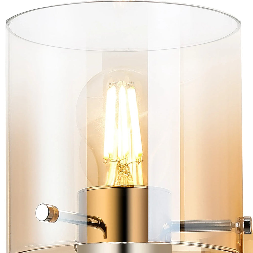 Regent Maisy 245mm Switched Wall Light - Polished Nickel / Black / Amber Fade