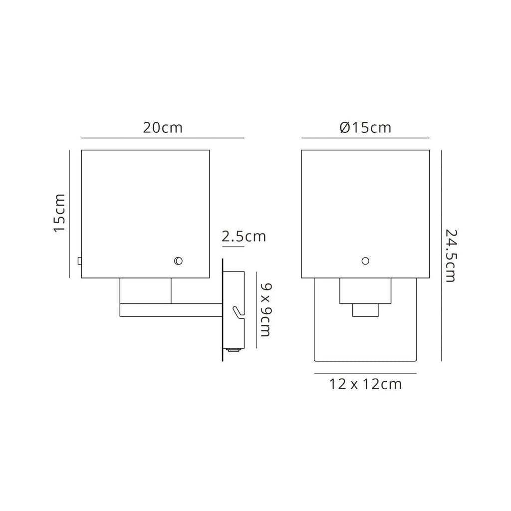 Regent Maisy 245mm Switched Wall Light - dimensions