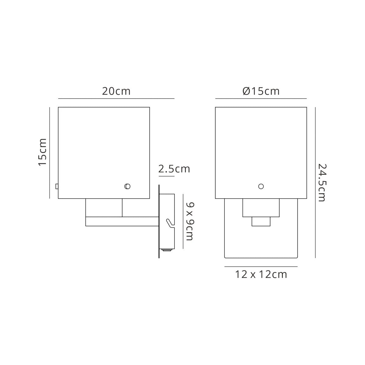 Regent Maisy 245mm Switched Wall Light - dimensions