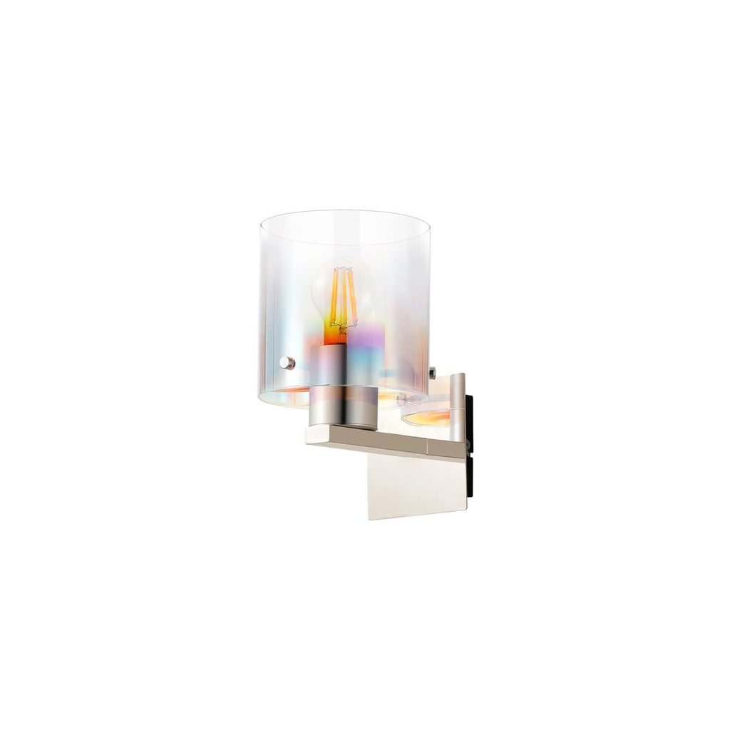 Regent Maisy 245mm Switched Wall Light - Polished Nickel / Black / Iridescent Fade