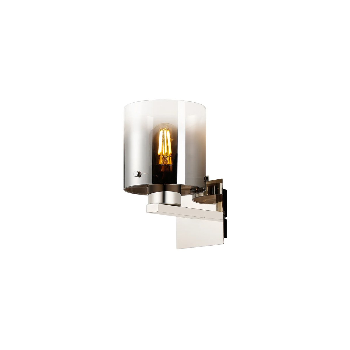 Regent Maisy 245mm Switched Wall Light - Polished Nickel / Black / Smoke Fade