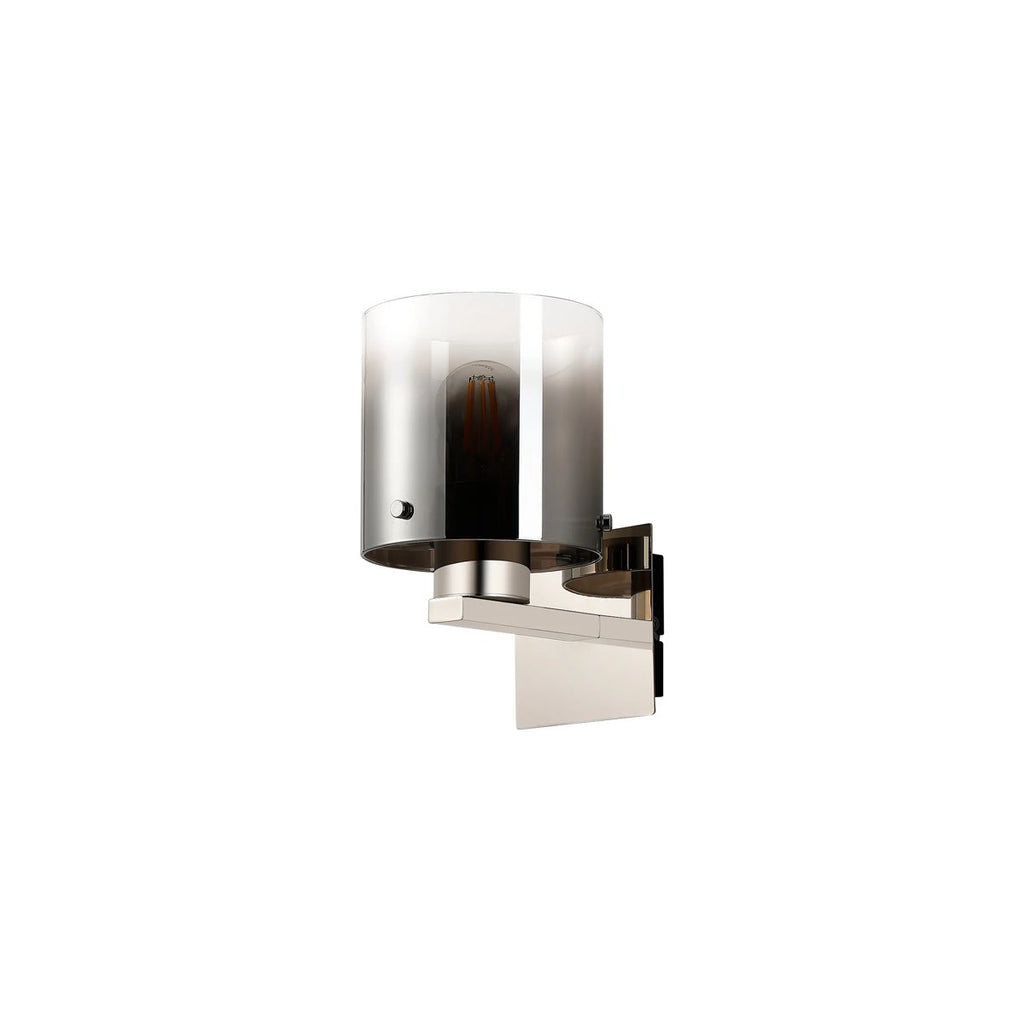 Regent Maisy 245mm Switched Wall Light - Polished Nickel / Black / Smoke Fade