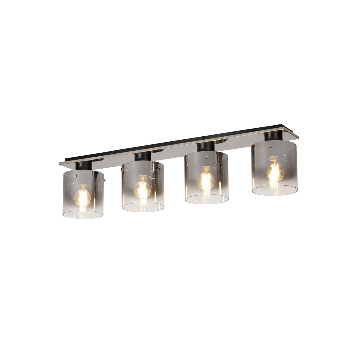 Regent Maisy 4 Light 900mm Linear Flush Ceiling Light - Black / Smoke Fade