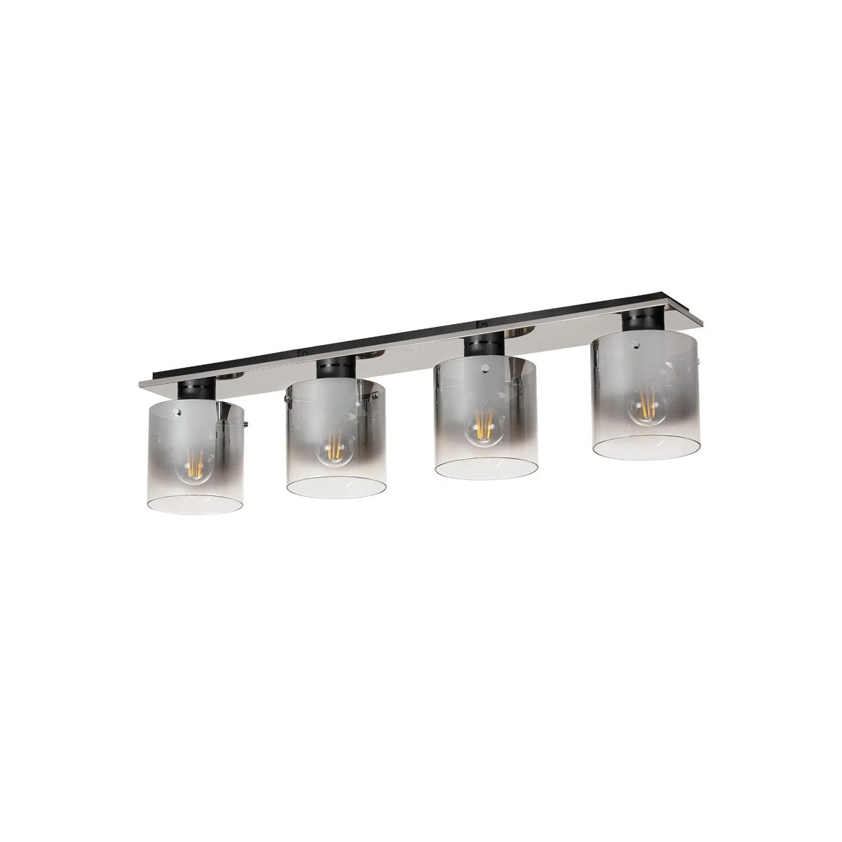 Regent Maisy 4 Light 900mm Linear Flush Ceiling Light - Black / Smoke Fade