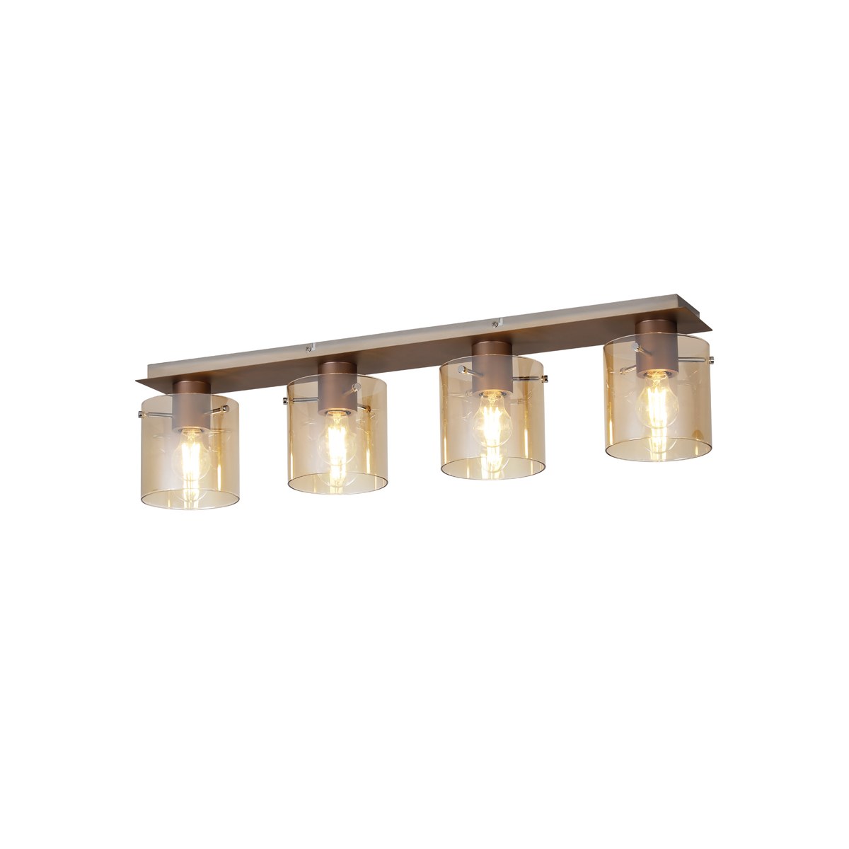 Regent Maisy 4 Light 900mm Linear Flush Ceiling Light - Mocha / Amber