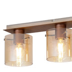 Regent Maisy 4 Light 900mm Linear Flush Ceiling Light - Mocha / Amber