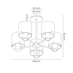 Regent Maisy 5 Light 600mm Semi Flush Ceiling Light - dimensions