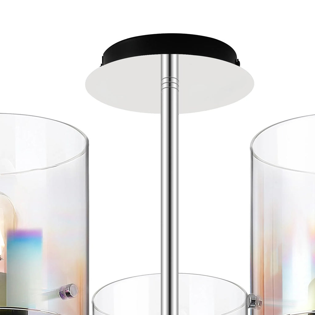 Regent Maisy 5 Light 600mm Semi Flush Ceiling Light - Black / Iridescent Fade