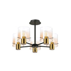 Regent Maisy 5 Light 600mm Semi Flush Ceiling Light - Brass / Sand Black / Amber Fade