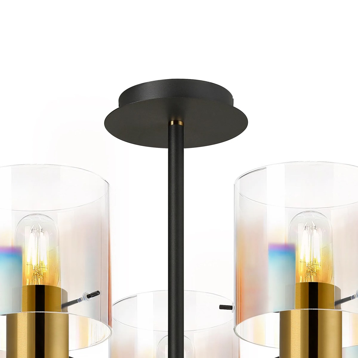 Regent Maisy 5 Light 600mm Semi Flush Ceiling Light - Brass / Sand Black / Iridescent Fade