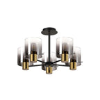 Regent Maisy 5 Light 600mm Semi Flush Ceiling Light - Brass / Sand Black / Smoke Fade