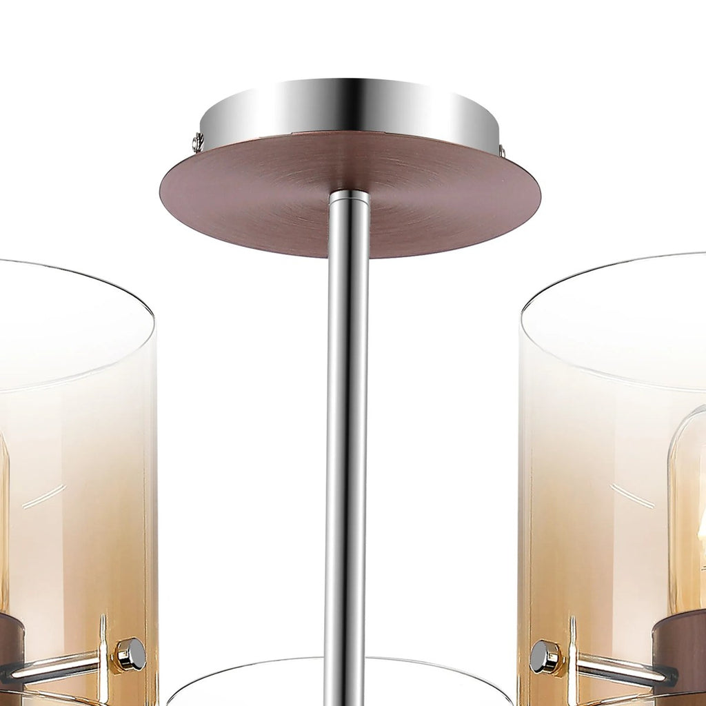 Regent Maisy 5 Light 600mm Semi Flush Ceiling Light - Mocha / Amber Fade