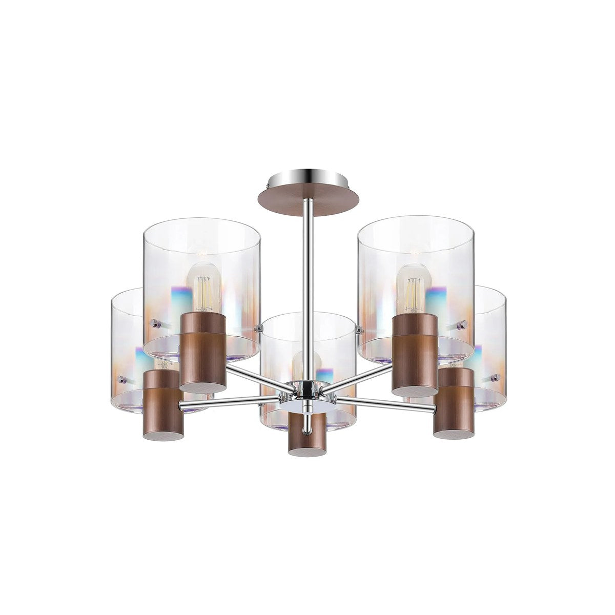 Regent Maisy 5 Light 600mm Semi Flush Ceiling Light - Mocha / Iridescent Fade