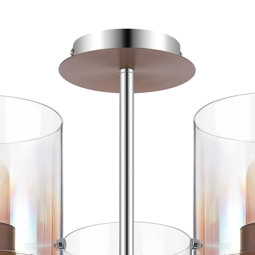 Regent Maisy 5 Light 600mm Semi Flush Ceiling Light - Mocha / Iridescent Fade